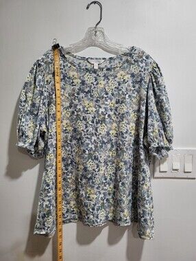 LC Lauren Conrad Floral Puff Sleeve Top Women's Plus 1X